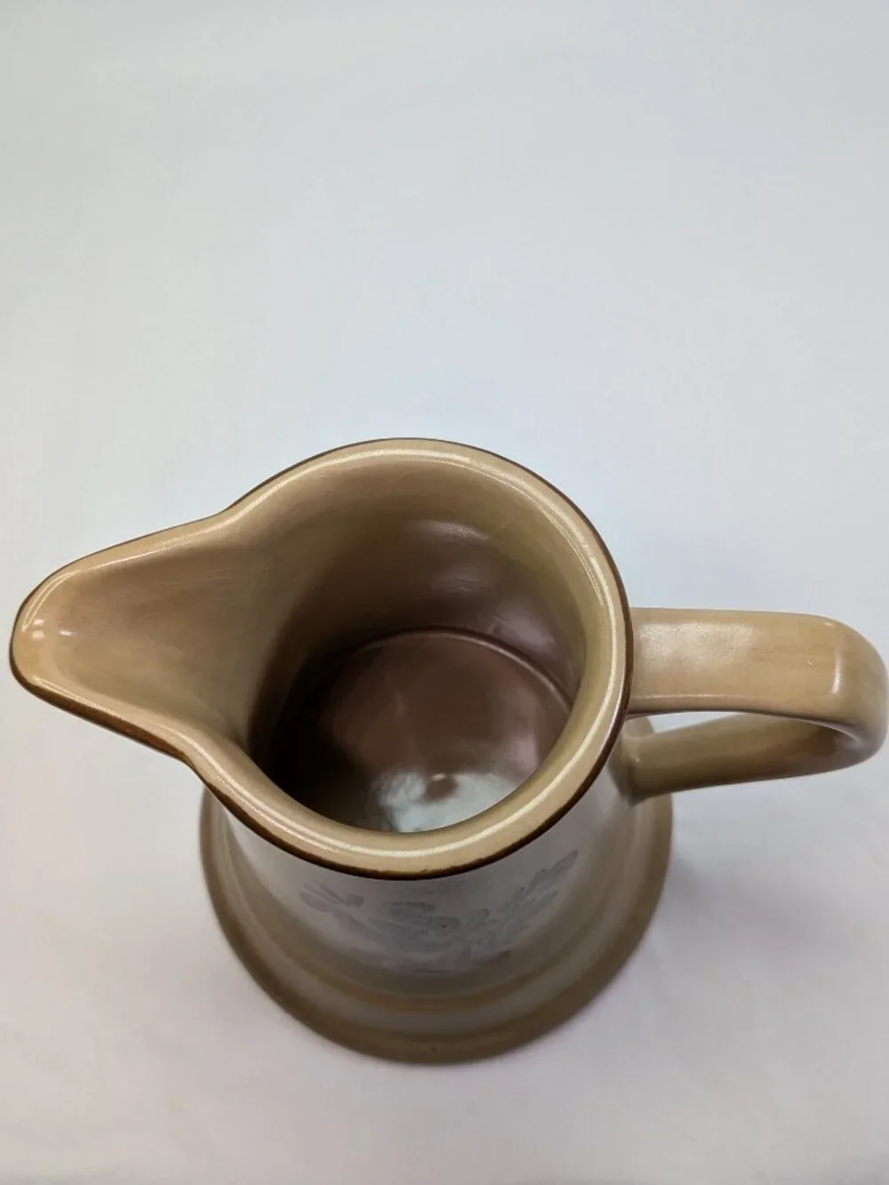 Rustic Farmhouse Stoneware Pitcher Warm Toast Brown Bud Vase Cottagecore Decor